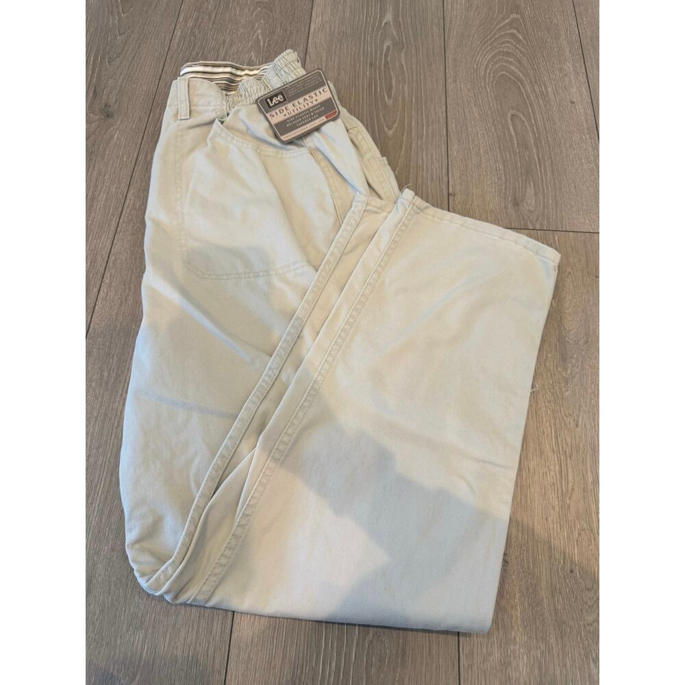 Lee Jeans Womens Petite 14 High Rise Elastic Waist Straight Leg NWT